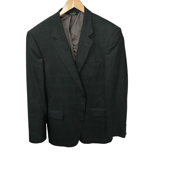 Jos A Bank Blazer Mens 43L Gray Plaid Wool Sport Coat - Picture 1 of 12